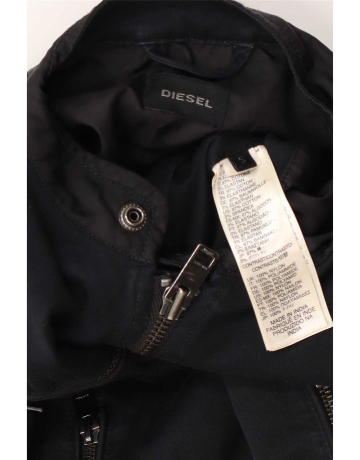 Diesel Herren Bikerjacke UK 36 Small Marineblau Baumwolle