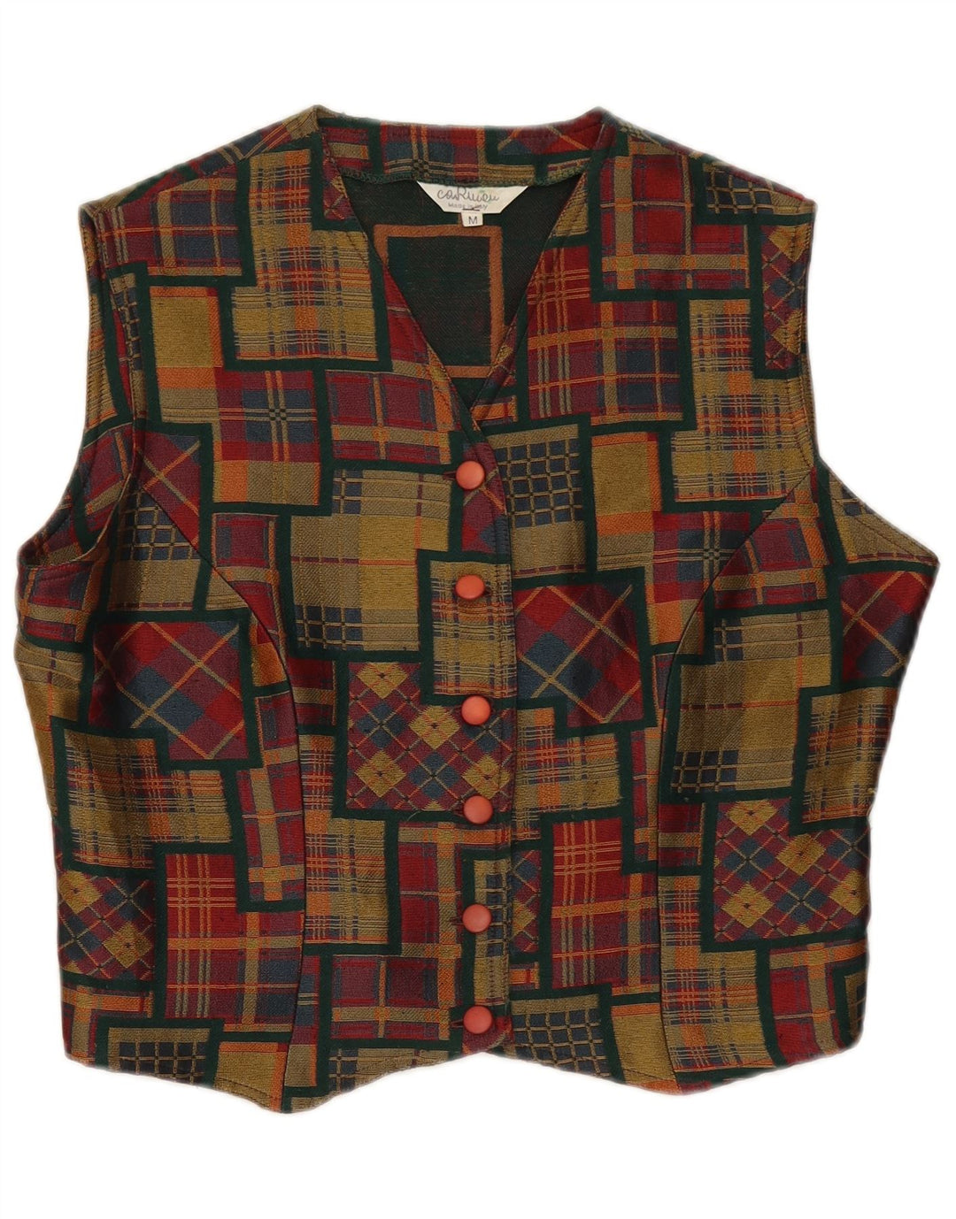 Vintage Damen Crop Weste UK 14 Medium Mehrfarbig Patchwork