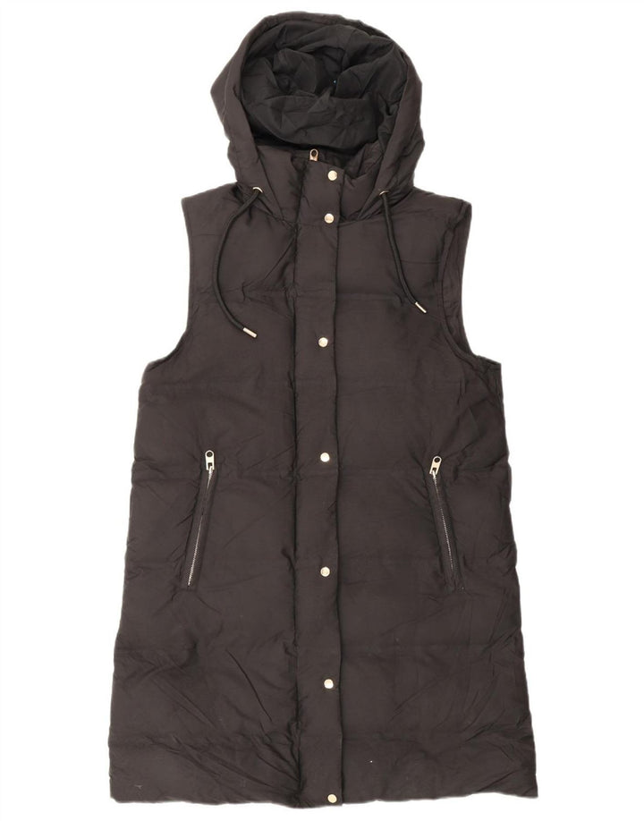 Zara Damen Kapuzenmantel, ärmellos, gepolstert, UK 14, Mittelschwarz, Polyester