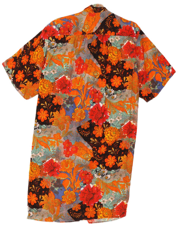 Vintage Womens Short Sleeves Shirt Dress UK 14 Medium Multicoloured Floral