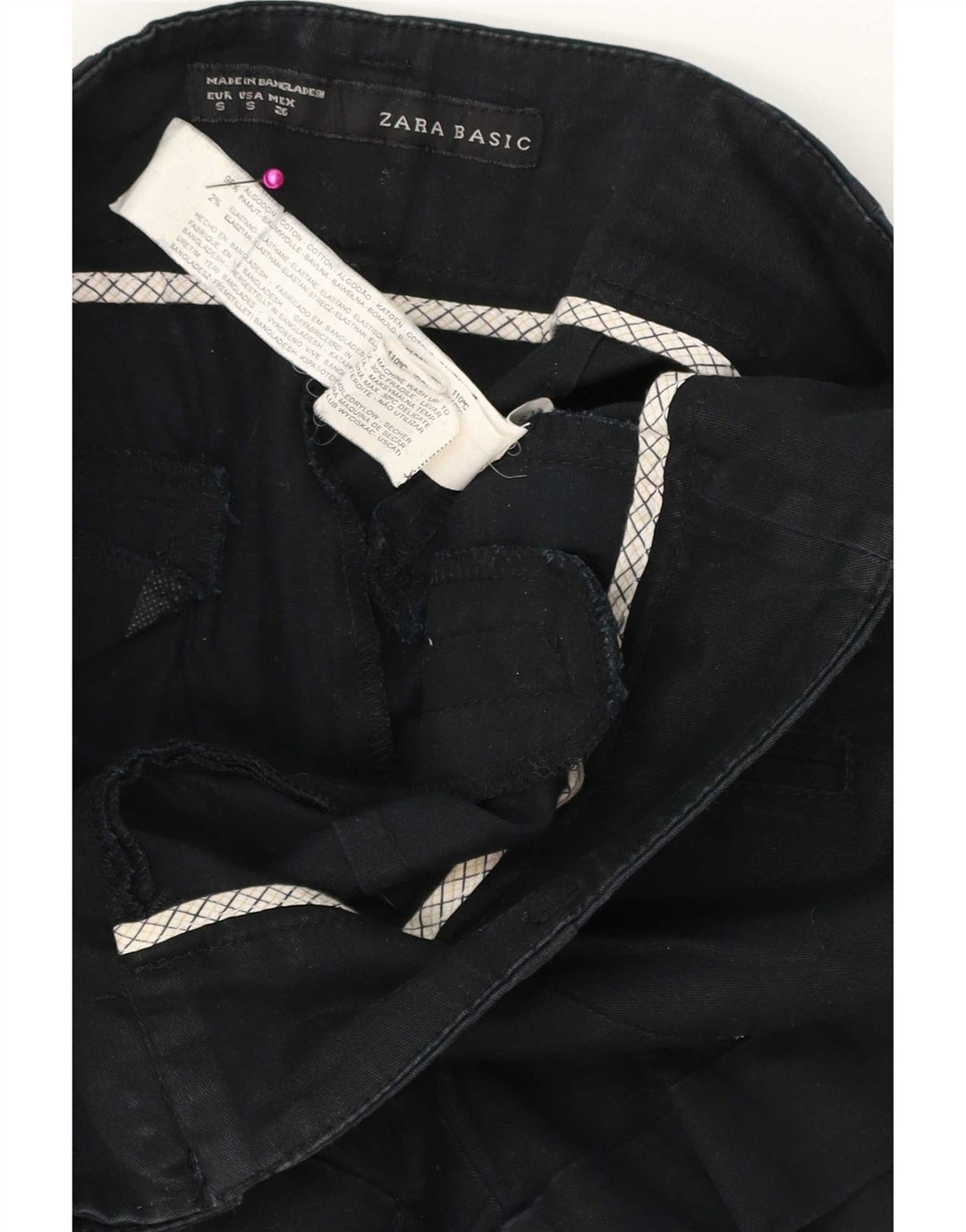 Zara Damen Chino-Shorts, Größe S, W26, Schwarz, Baumwolle
