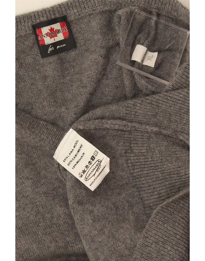ANNAMARIA Herren-Pullover mit V-Ausschnitt, XL, graue Wolle