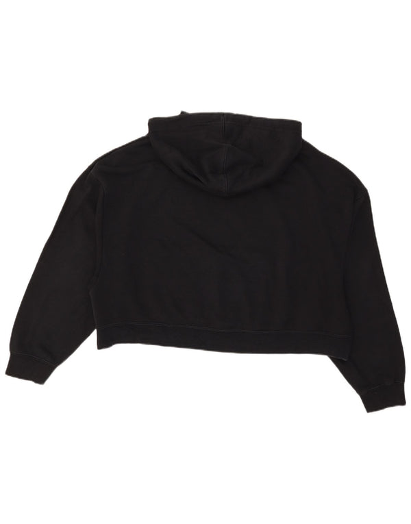Nike Womens Oversized Crop Graphic Hoodie Pullover UK 6 XS Schwarz