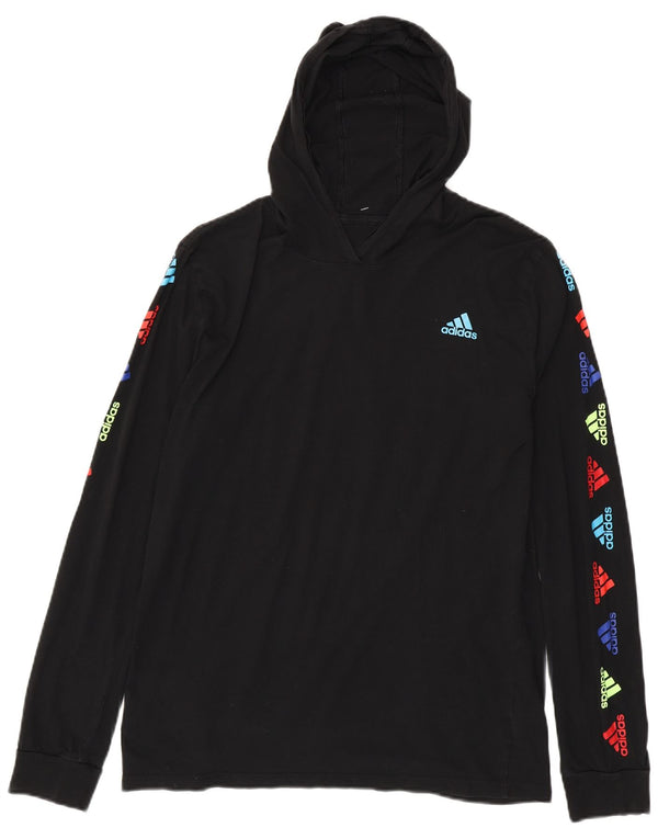 Adidas Jungen Kapuzen-Grafik-Top, langärmelig, 15–16 Jahre, XL, schwarze Baumwolle