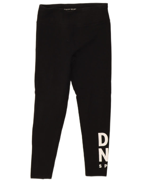 DKNY Damen Graphic Leggings UK 12 Medium Schwarz