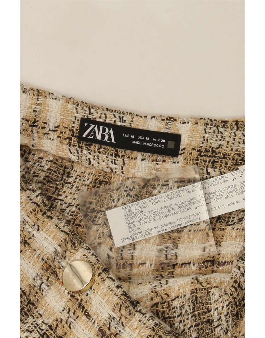 Zara Damen Freizeitshorts Medium W28 Braun kariertes Polyester