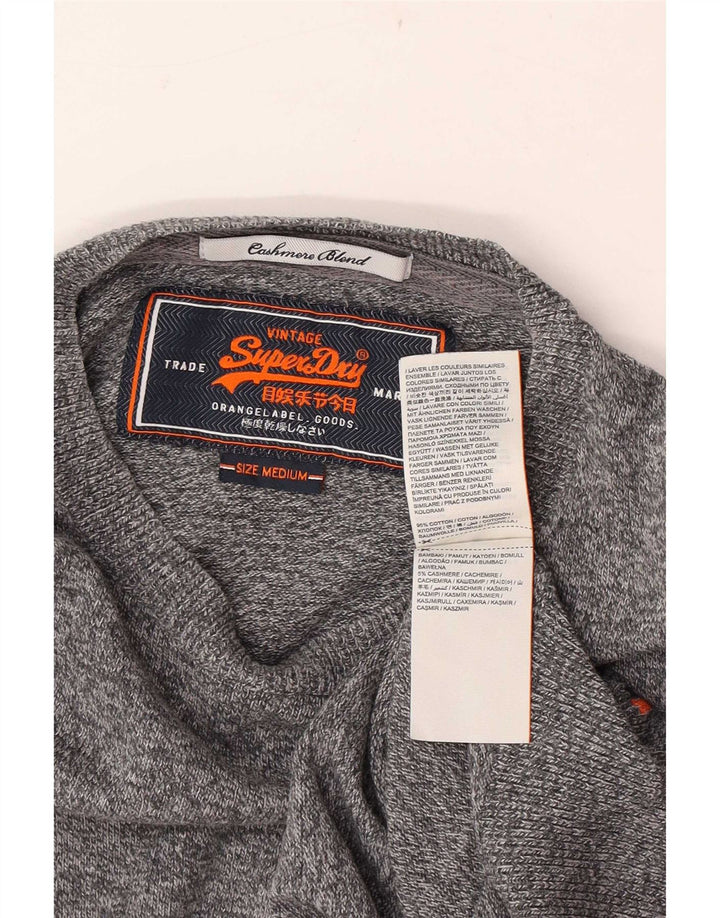Superdry Herren-Pullover mit U-Boot-Ausschnitt aus mittelgrauer Baumwolle