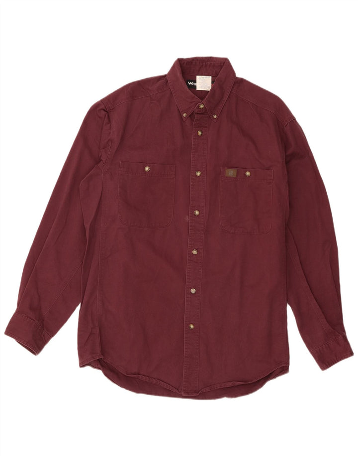 Wrangler Herren-Hemd, groß, Burgunderrot, Baumwolle