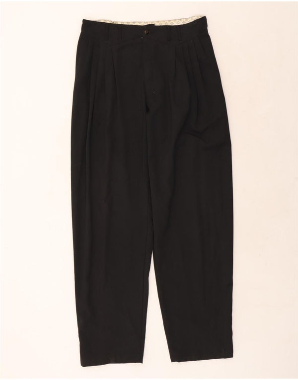 Vintage Mens Pegged Casual Trousers IT 50 Large W34 L33 Black Polyester