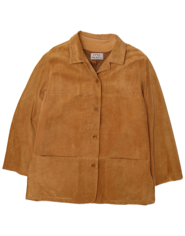 Martin Eden Damen-Blazerjacke aus Wildleder mit 4 Knöpfen IT 48 XL Beige Leder