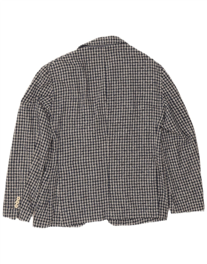 Fradi Herren-Blazer mit 2 Knöpfen, IT 54, 2XL, marineblau, Gingham-Baumwolle