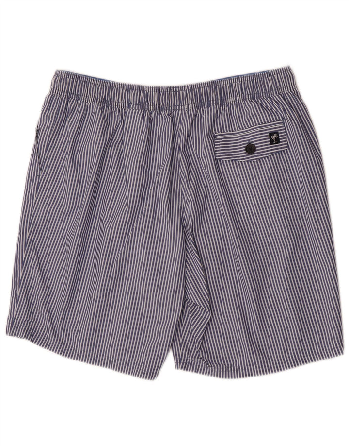 Marks & Spencer Herren-Badeshorts, groß, blaue Nadelstreifen-Baumwolle
