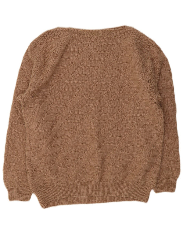 Vintage Damen Pullover mit U-Boot-Ausschnitt, UK 14, Groß, Braun