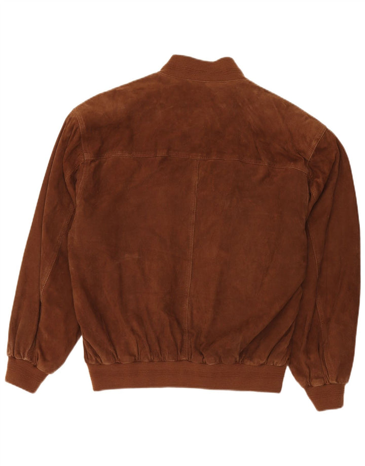 Vintage Herren Wildleder Bomberjacke IT 50 Großes braunes Leder