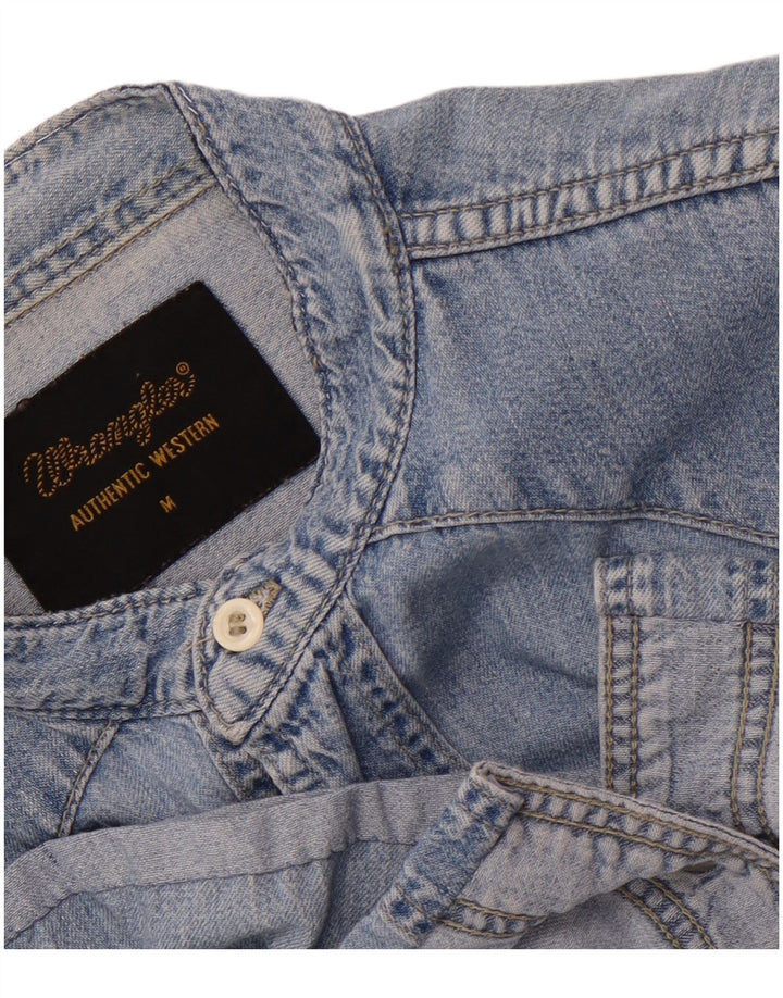 Wrangler Herren Kurzarm-Jeanshemd Mittelblau