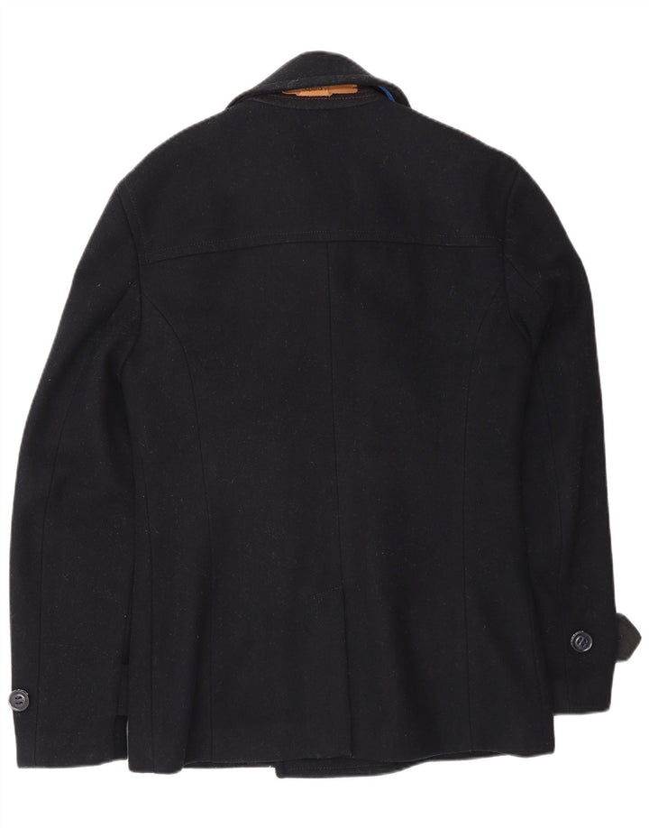 Superdry Herren Pea Coat UK 36 Small Marineblaue Wolle