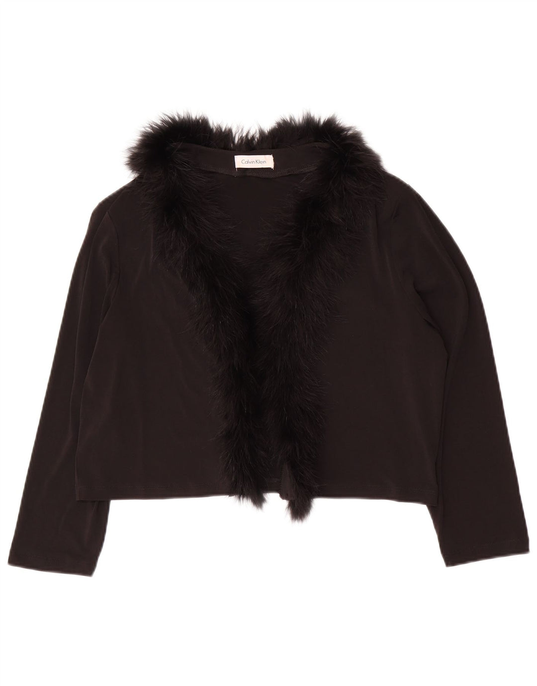 CALVIN KLEIN Damen Bolero-Oberteil mit 3/4-Ärmeln, UK-Größe 14, Größe L, Schwarz, Polyester