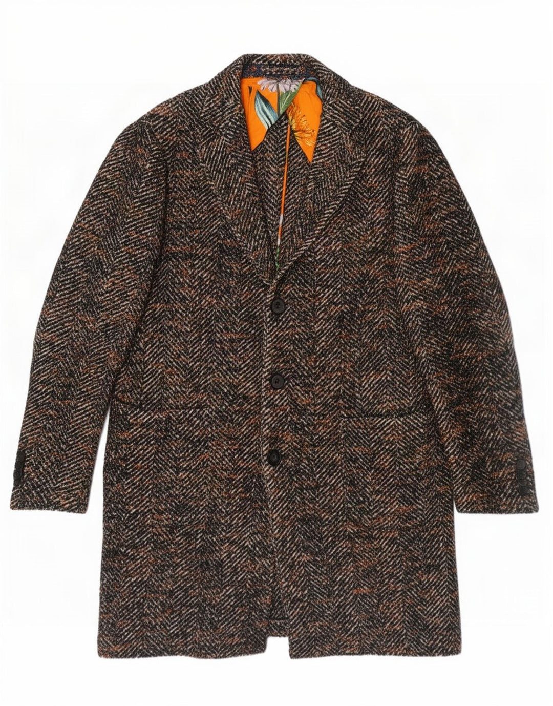 Etro Herrenmantel IT 52 XL Brown Herringbone Wool Classic