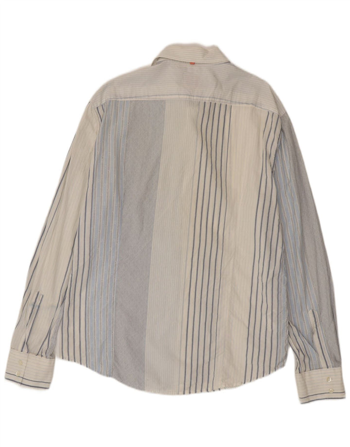 Hugo Boss Herrenhemd XL blau gestreift aus Baumwolle