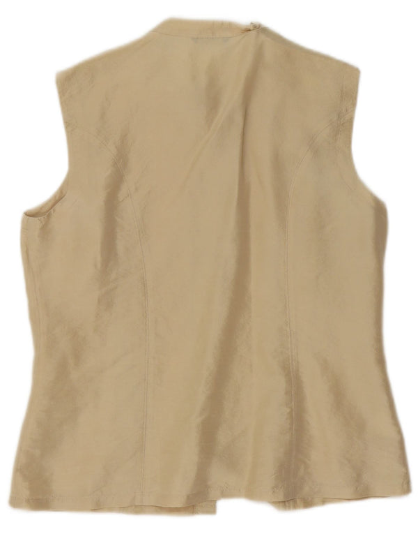 Sisley Damen ärmellose Hemdbluse UK 14 mittelbeige Seide