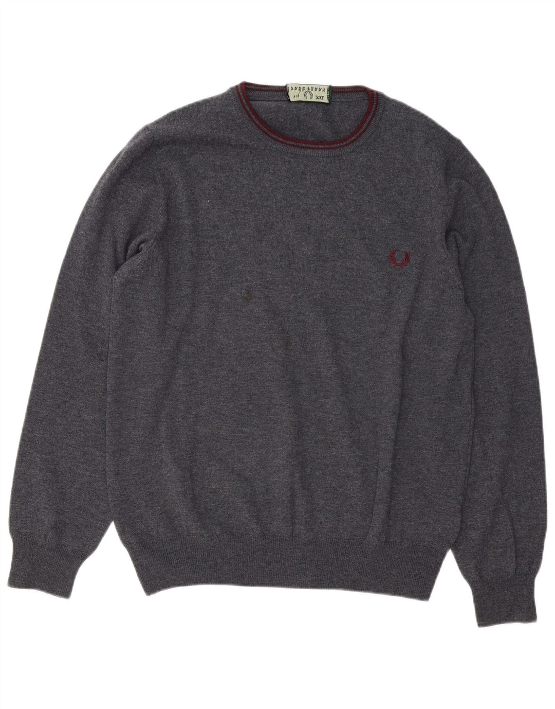 Fred Perry Herren-Pullover mit Rundhalsausschnitt, 2XL, graue Wolle
