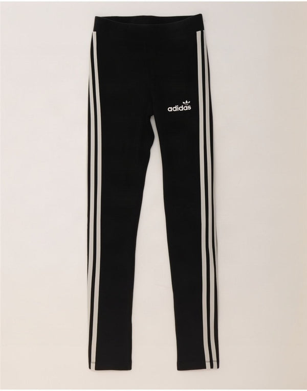 Adidas Damen Leggings UK 8 Small Schwarz Baumwolle