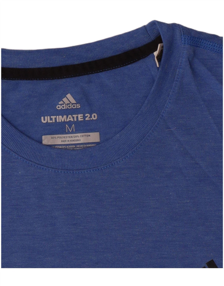 Adidas Damen T-Shirt Top UK 12 Mittelblau geflecktes Polyester