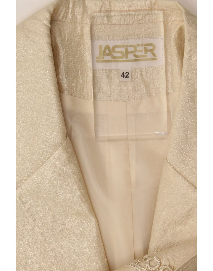 Vintage Damen 3/4 Ärmel 2 Knopf Blazer Jacke IT 42 Medium Beige