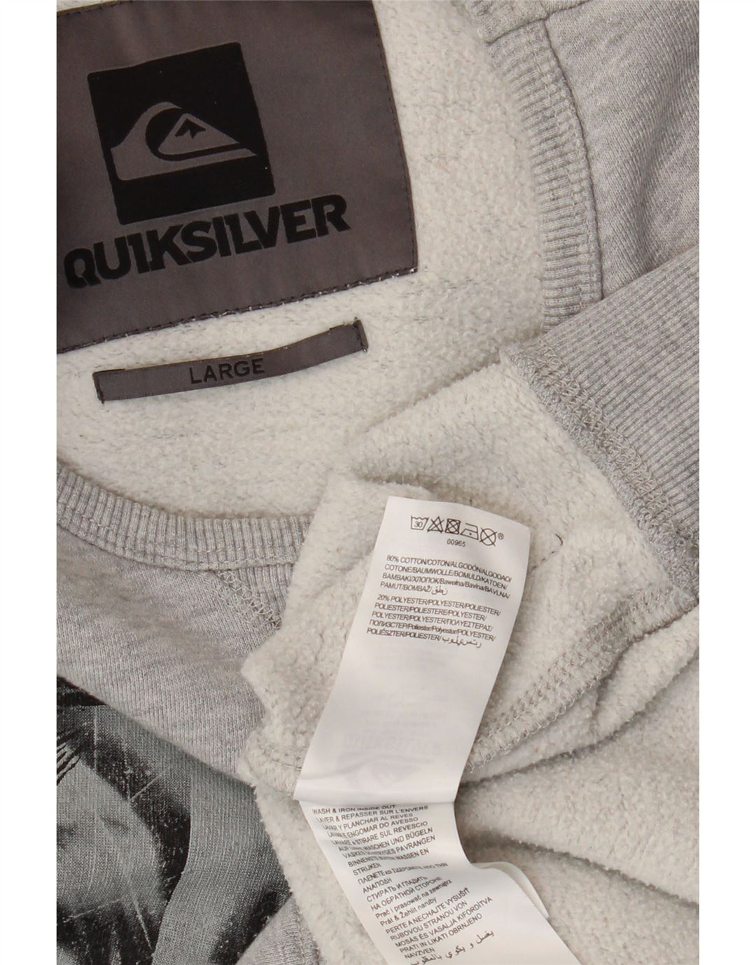 Quiksilver Herren-Sweatshirt mit Grafik, Größe L, aus grauer Baumwolle