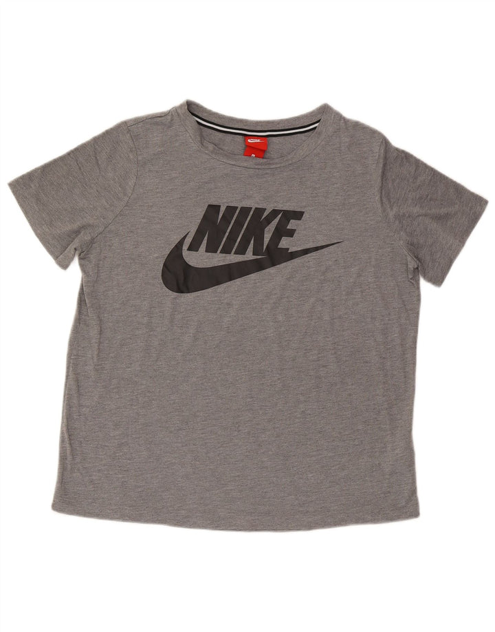 Nike Damen Grafik T-Shirt Top UK 16 Large Grau Polyester