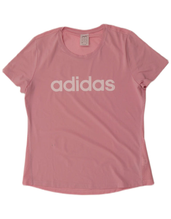 Adidas Damen Grafik T-Shirt Top UK 16/18 Large Rosa Polyester