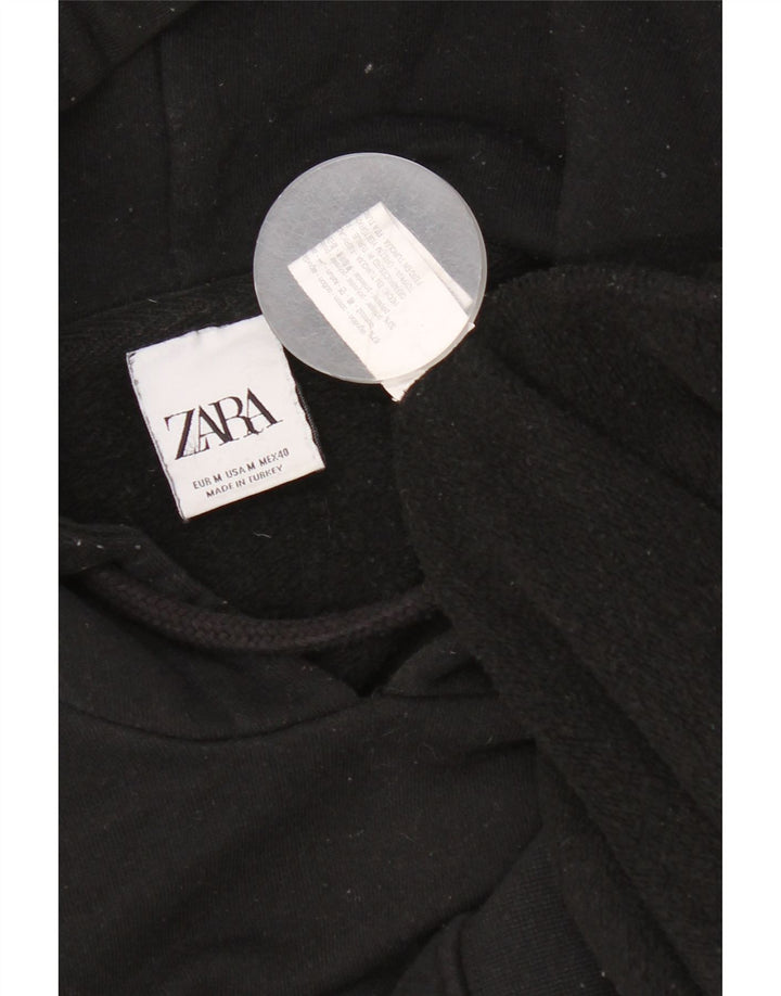 Zara Herren-Hoodie-Pullover aus mittelschwarzer Baumwolle