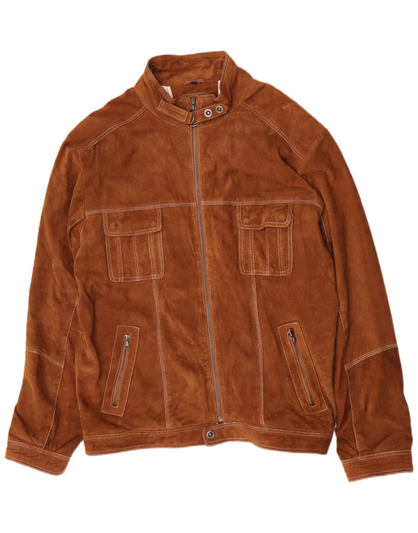 HI-Buxter Herren Wildlederjacke UK 46 3XL Braunes Leder Biker