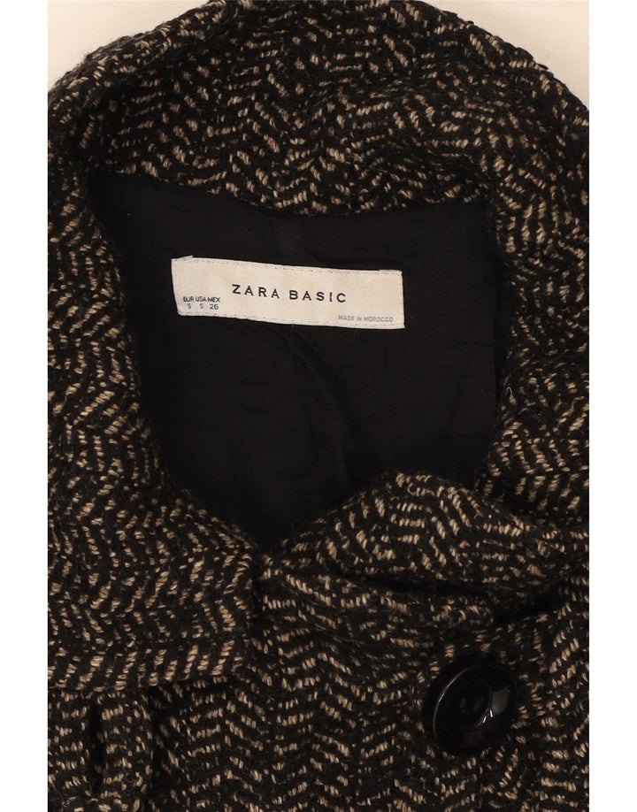 Zweireihiger Damenmantel von Zara, Gr. 10, Größe S, grau, Fischgrätenmuster