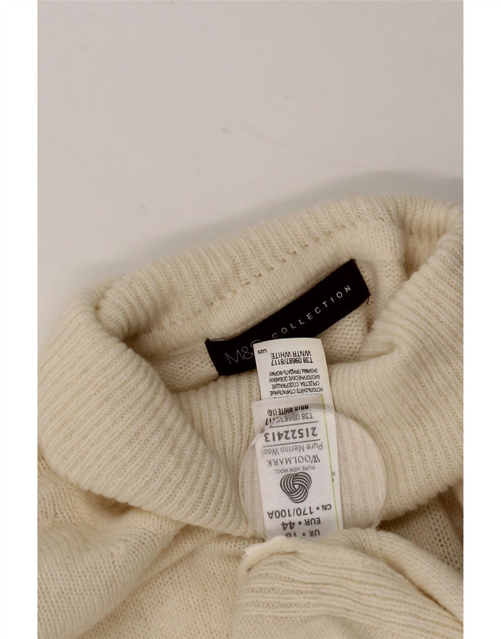 Marks & Spencer Damen-Pullover mit Rollkragen, UK 16, Größe L, weiße Wolle