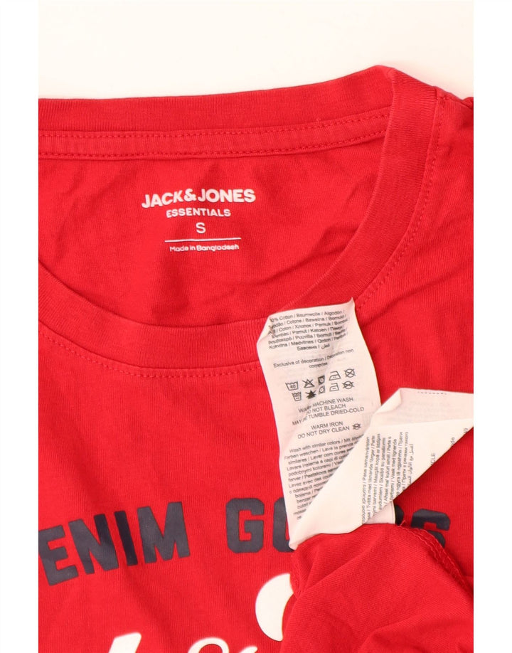 JACK & JONES Herren-T-Shirt mit Grafik, Größe S, rote Baumwolle