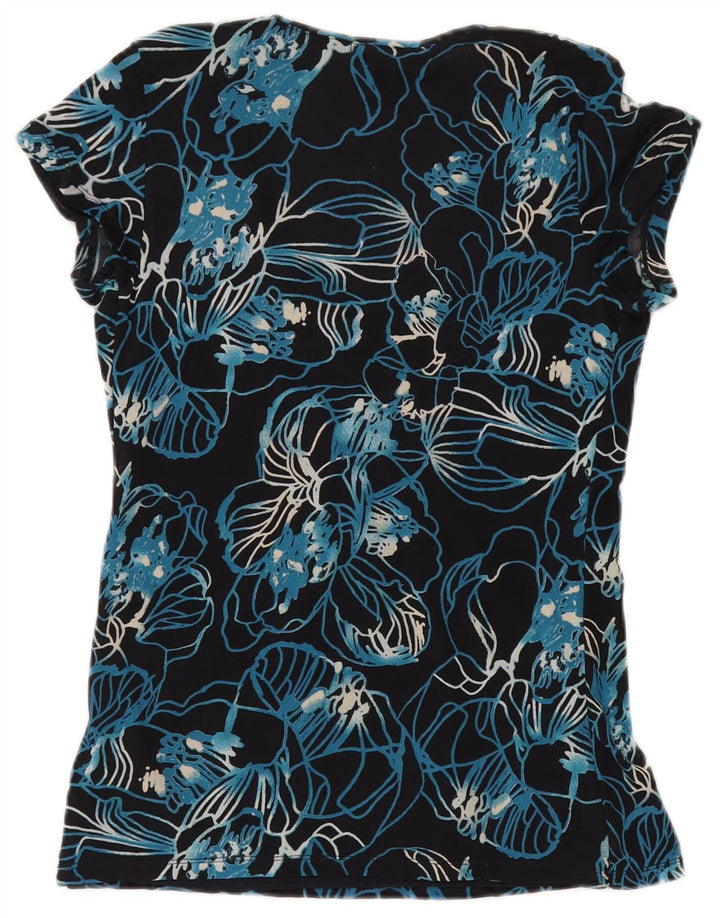 Calvin Klein Jeans Damen-Blusenoberteil, UK 12, mittleres Marineblau mit Blumenmuster