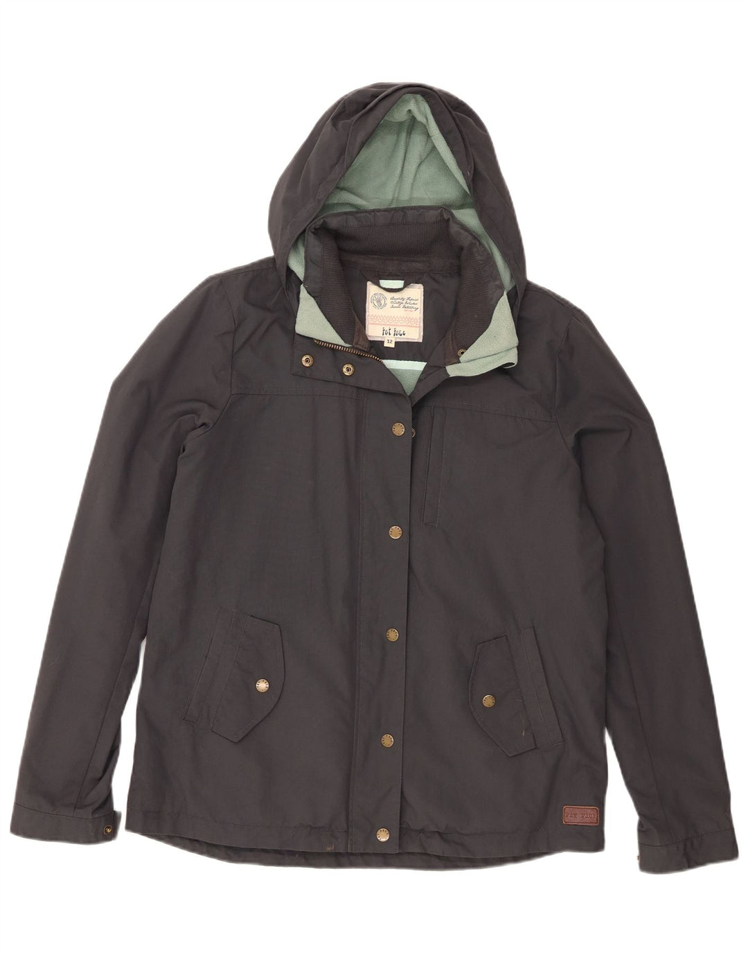 Fat Face Damen-Windbreakerjacke mit Kapuze, UK 12, mittelgraues Nylon