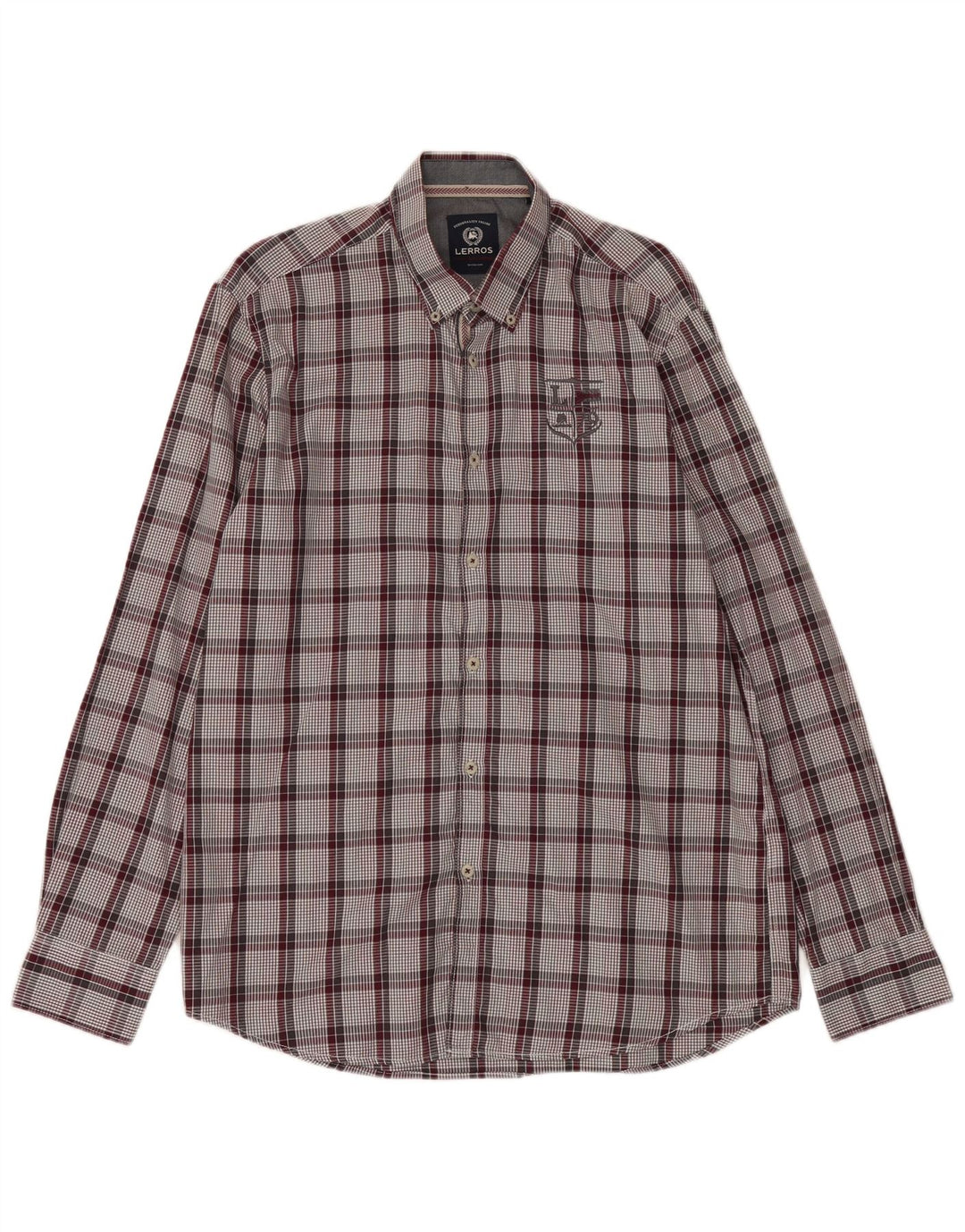 LERROS Mens Grant Fit Shirt Large Multicoloured Check Cotton