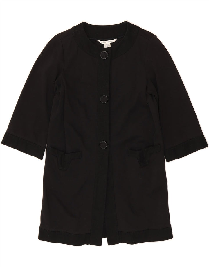 FURSTENBERG Womens 3/4 Sleeve Overcoat UK 14 Medium Black Cotton Vintage Furstenberg and Second-Hand Furstenberg from Messina Hembry 