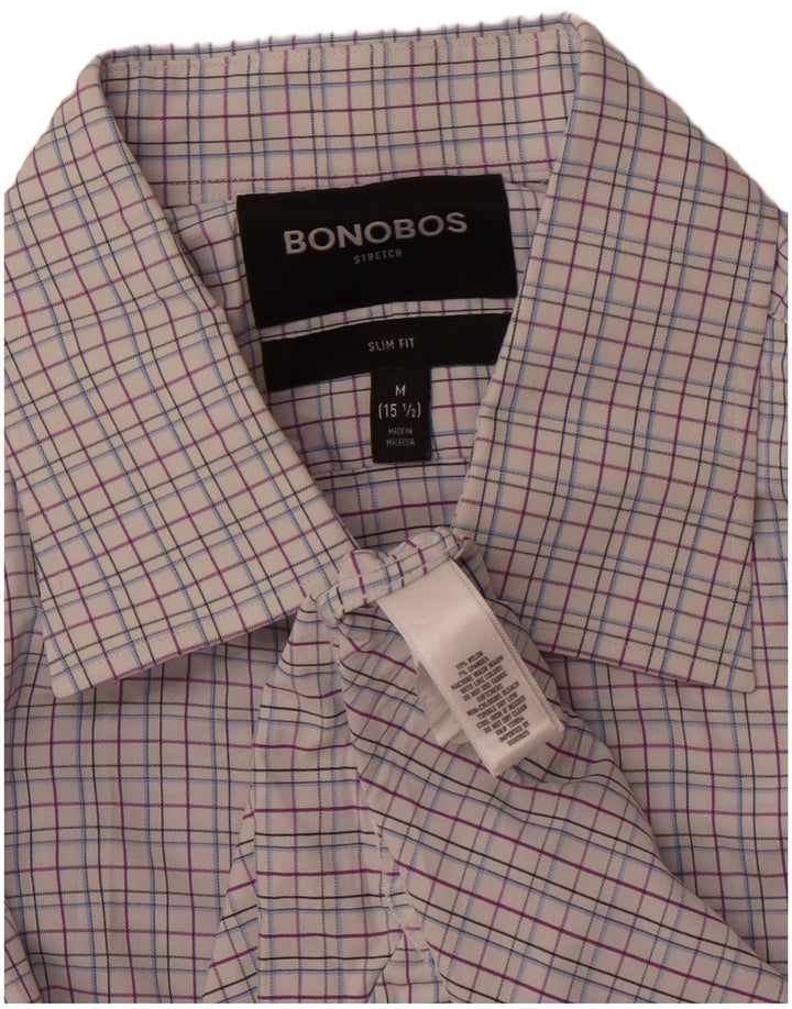 BONOBOS Slim-Fit-Hemd für Herren, Größe 15 1/2, mittelrosa, kariertes Nylon