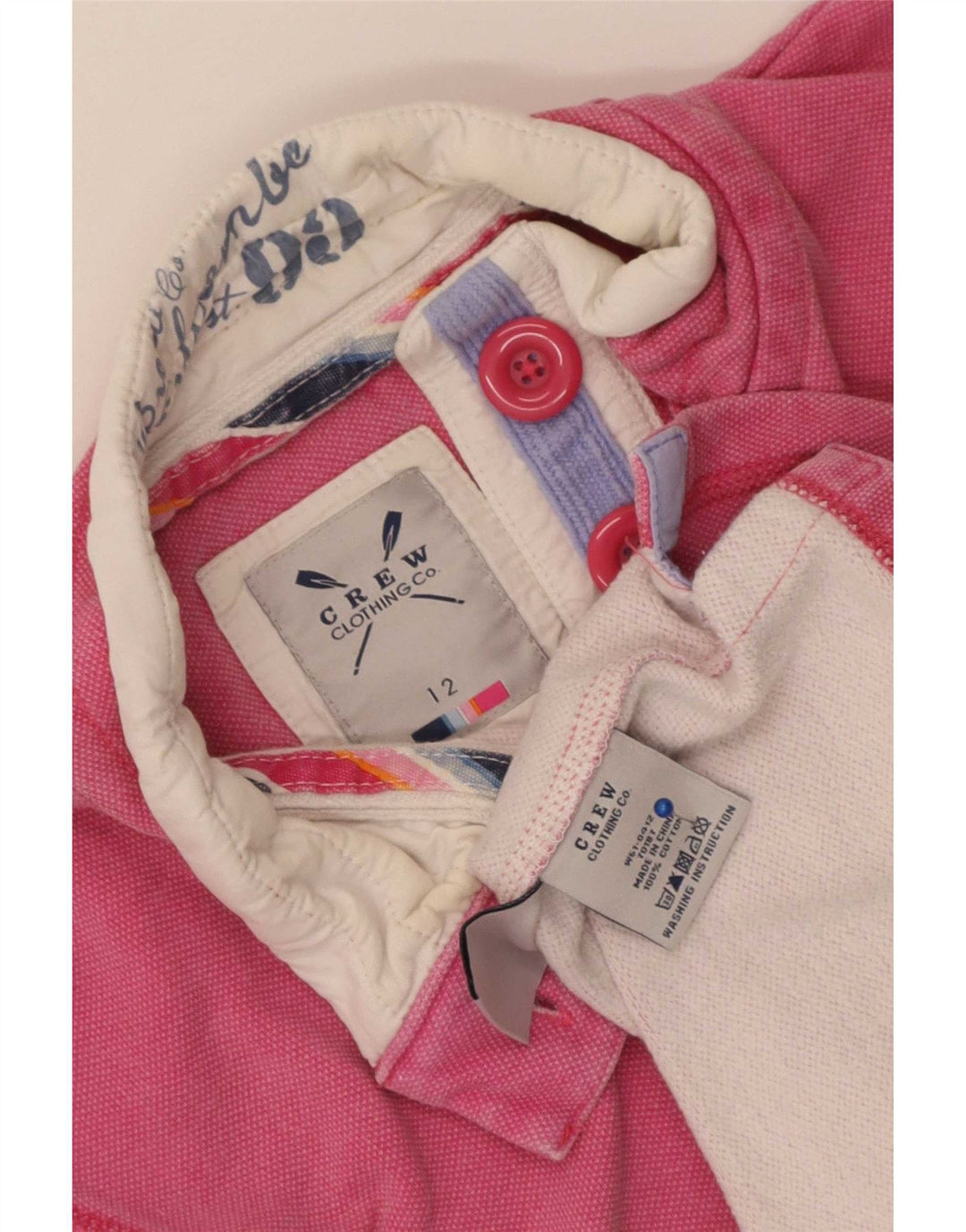 Crew Clothing Damen-Sweatshirt mit Knopfkragen, UK 12, mittelrosa, Baumwolle