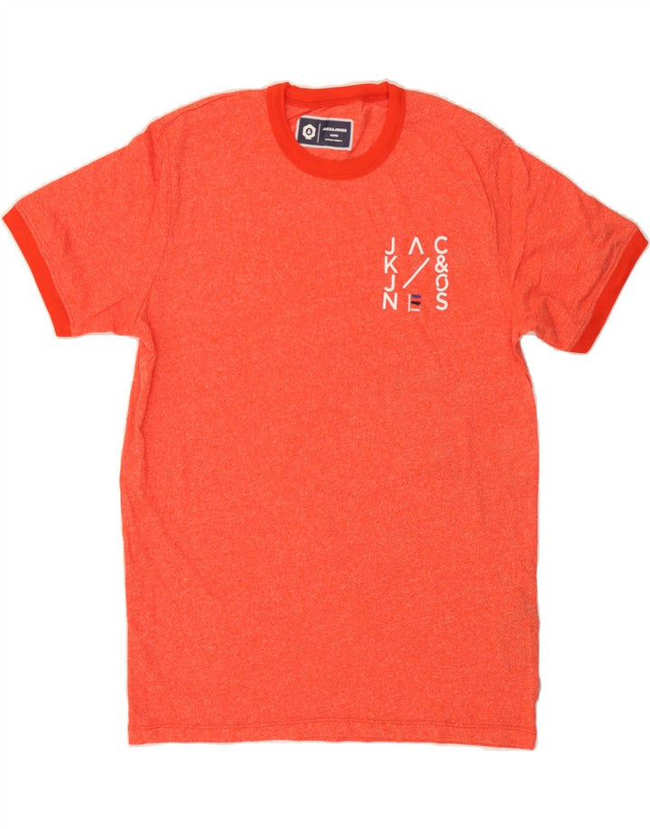 JACK & JONES Mens Graphic T-Shirt Top Medium Red Flecked Cotton Vintage Jack & Jones and Second-Hand Jack & Jones from Messina Hembry 