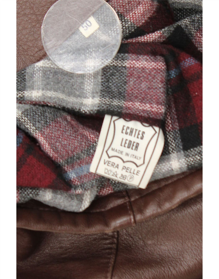 Vintage Herren-Lederjacke mit Gürtel, EU 50, großes braunes Leder