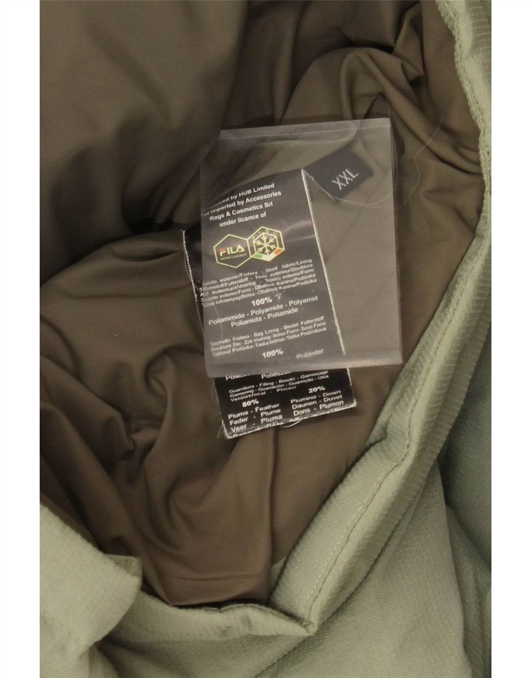 Fila Wattierte Herrenjacke mit Kapuze, UK 44 2XL, grünes Polyamid