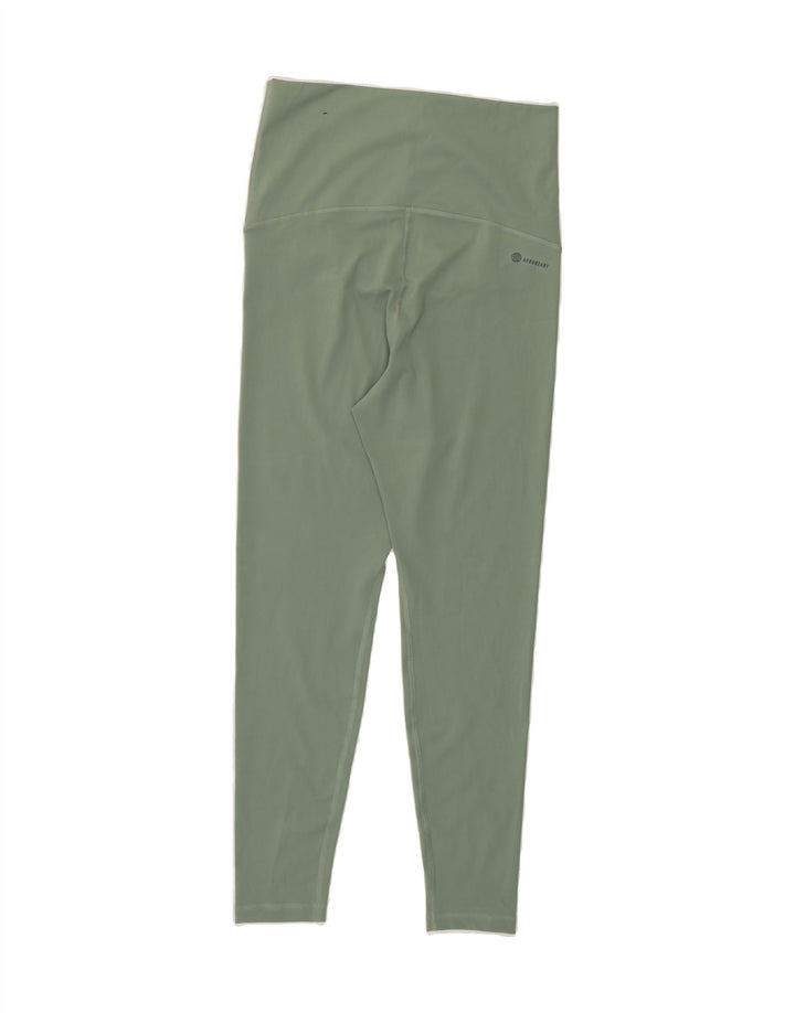 ADIDAS Womens Aeroready Crop Leggings UK 12 Medium  Green Polyester Vintage Adidas and Second-Hand Adidas from Messina Hembry 