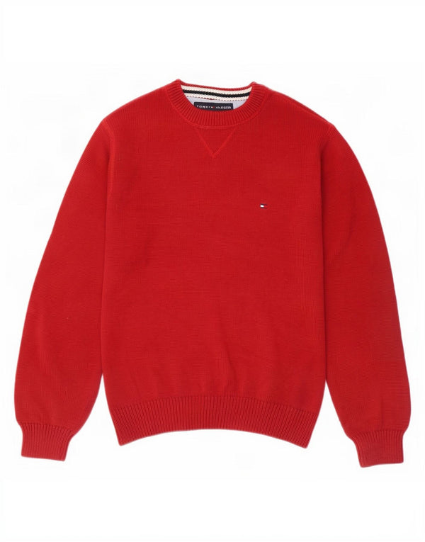 Tommy Hilfiger Herren-Pullover mit Rundhalsausschnitt, XS, rote Baumwolle