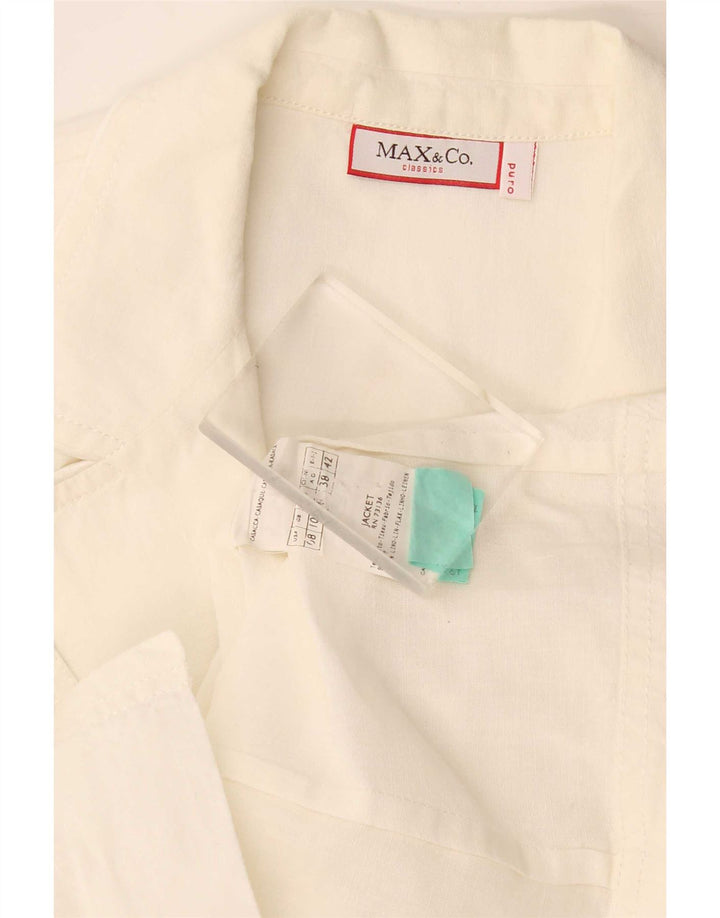 Max & Co. Damen-Blazerjacke mit 2 Knöpfen, Gr. 10, Größe S, gebrochenes weißes Leinen