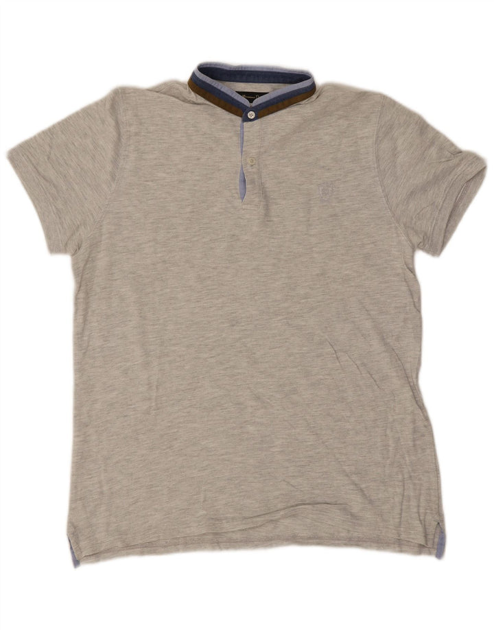 Massimo Dutti Herren-Poloshirt, groß, grau gestreift