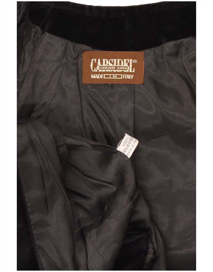 Vintage Damen Samt Open Bolero Jacke UK 14 Medium Schwarz Polyester